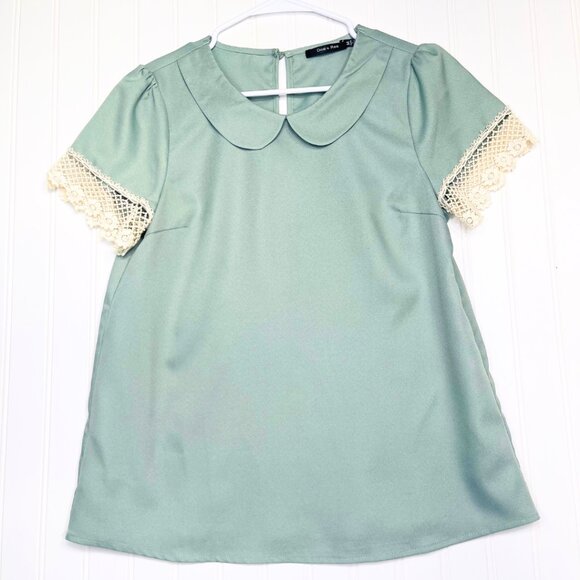 DOE & RAE Women's Peter Pan Collared Blouse Medium - Picture 1 of 11
